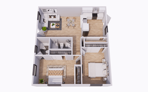 Floor plan for 2 beds, 2 baths, 900 sqft